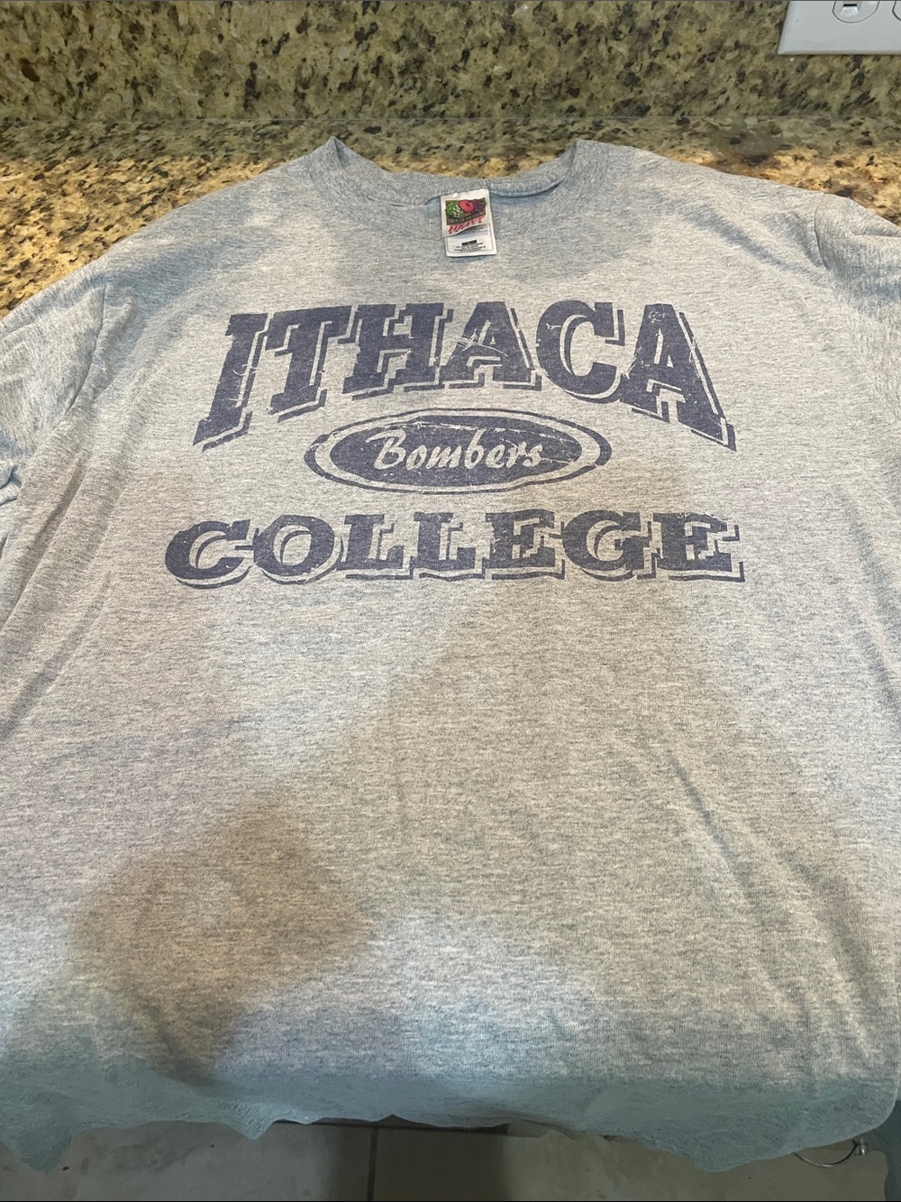 Fruit of the Loom Gray Ithaca College Bombers Long Sleeve Tee